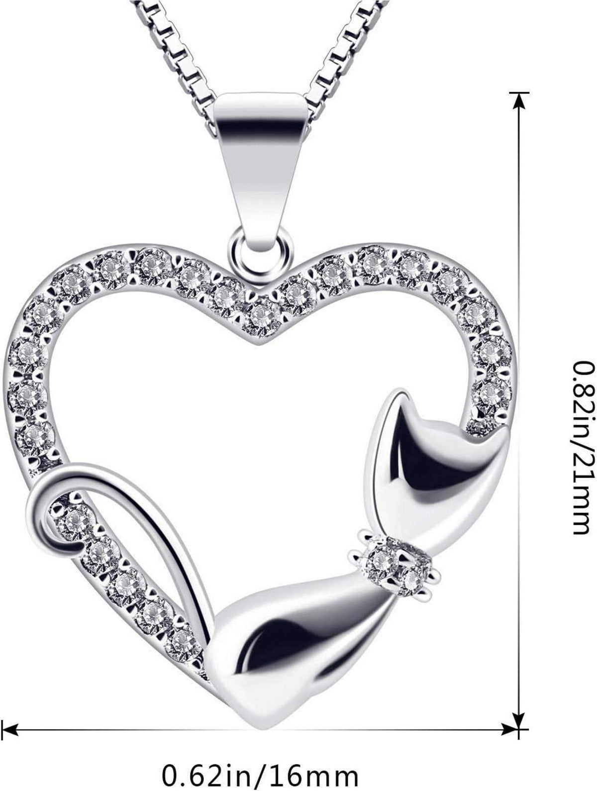 Herz Kette Katze Damen 925 Silber Zirkonia Schmuck Geschenk 45CM