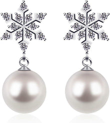 Perlen Ohrringe Schneeflocke 925 Silber für Damen