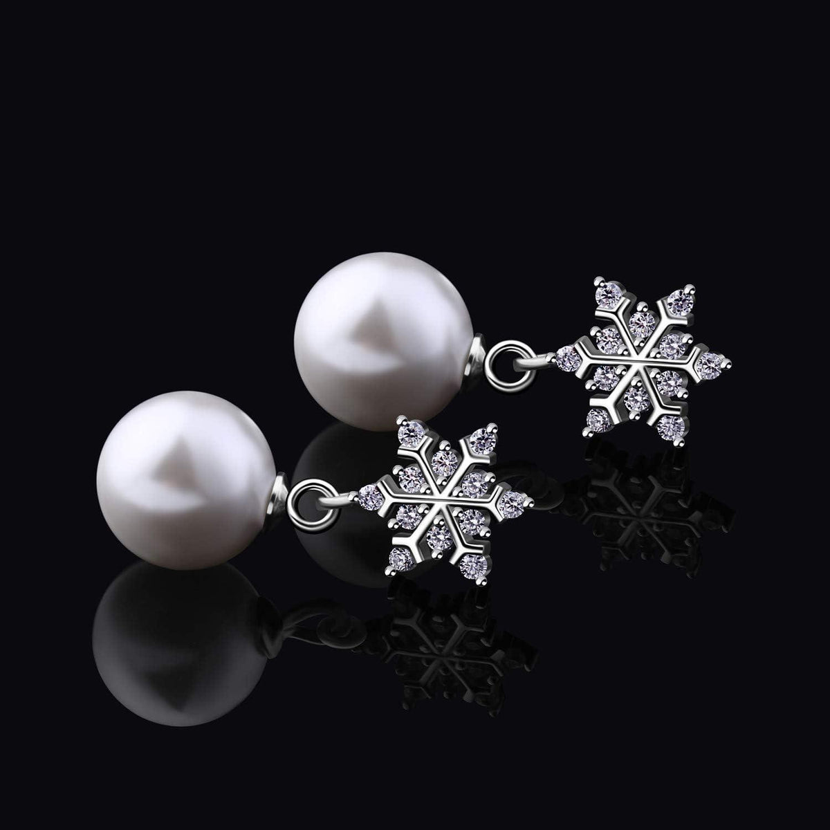 D.Perlla Damen Ohrringe Schneeflocke mit Perlen 925 Sterling