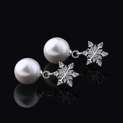 D.Perlla Damen Ohrringe Schneeflocke mit Perlen 925 Sterling