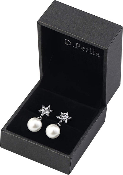 Damen Ohrringe Schneeflocke Perlen 925 Silber modisch Mädchen Gift