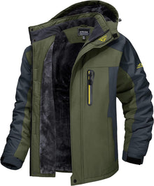 Winter Fleecejacke mit Abnehmbarer Kapuze und Taschen für Herren