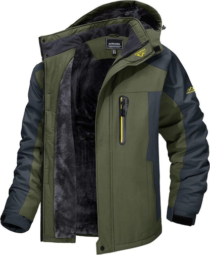 Winter Fleecejacke mit Abnehmbarer Kapuze und Taschen für Herren