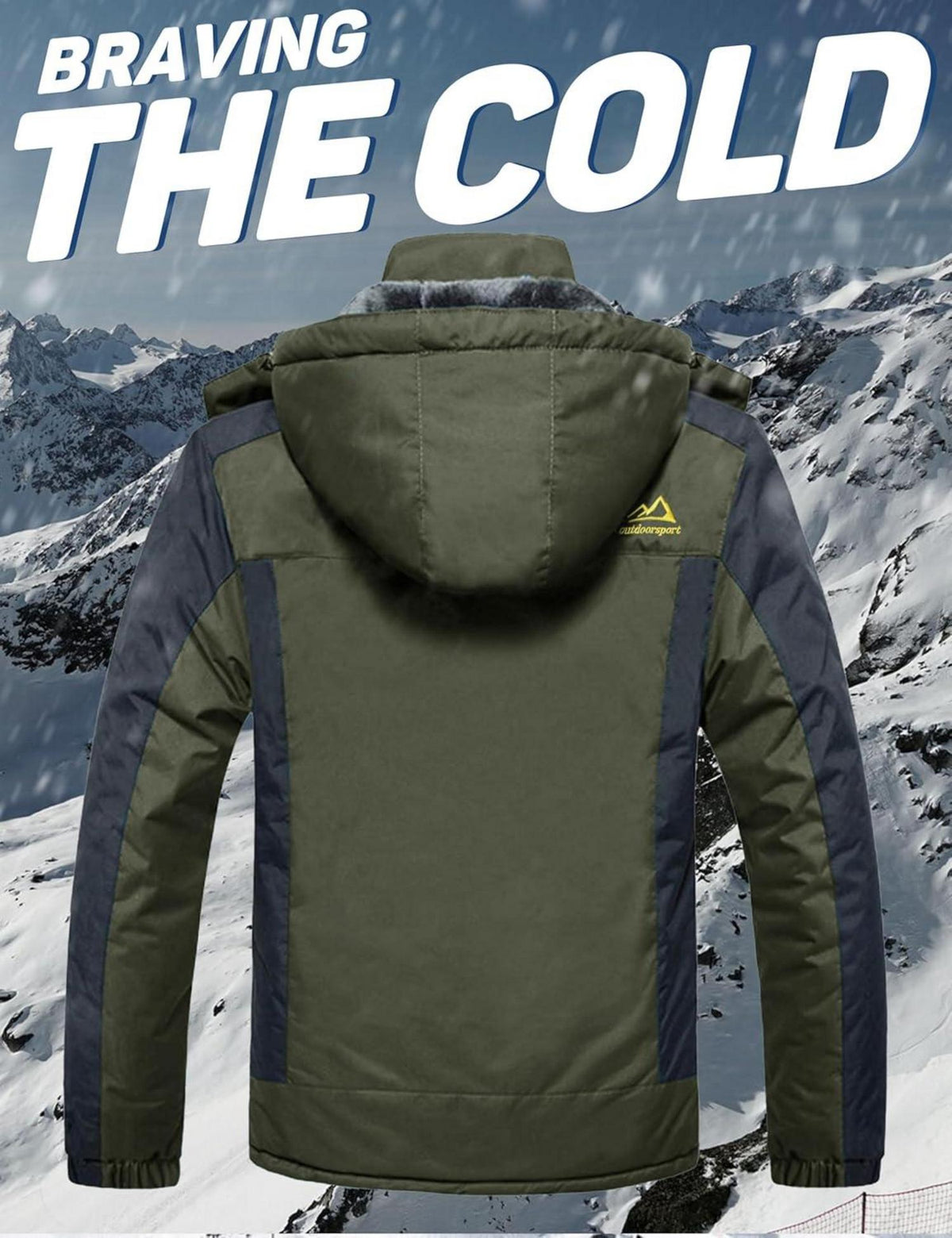 Herren Winter Fleecejacke Wasserdicht Winddicht mit Kapuze