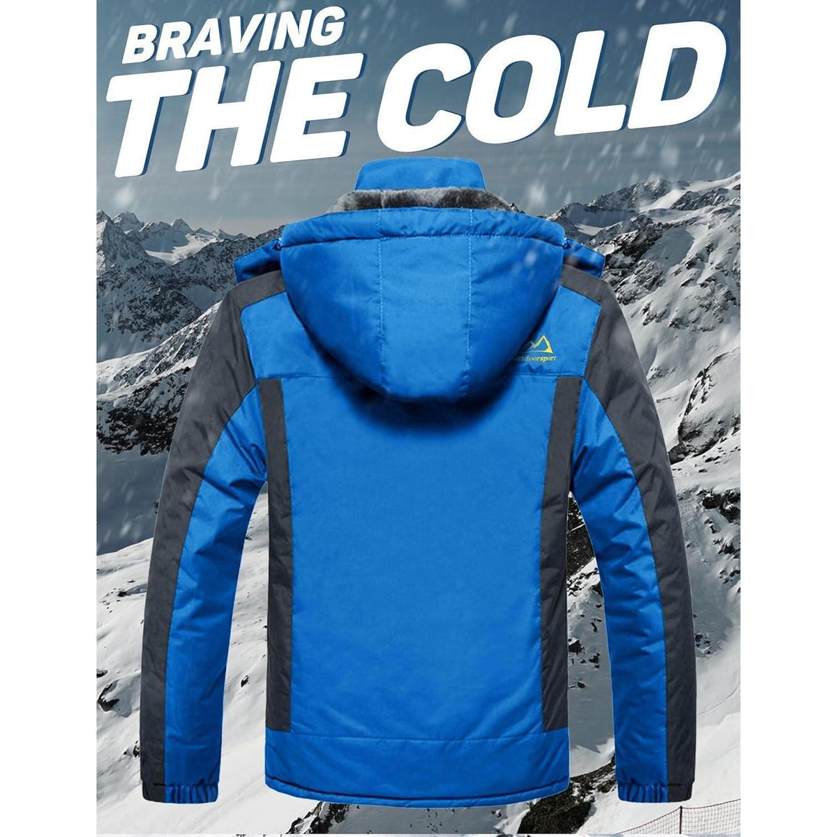 Herren Fleecejacke Winter Warm Gefüttert Skijacke Blau