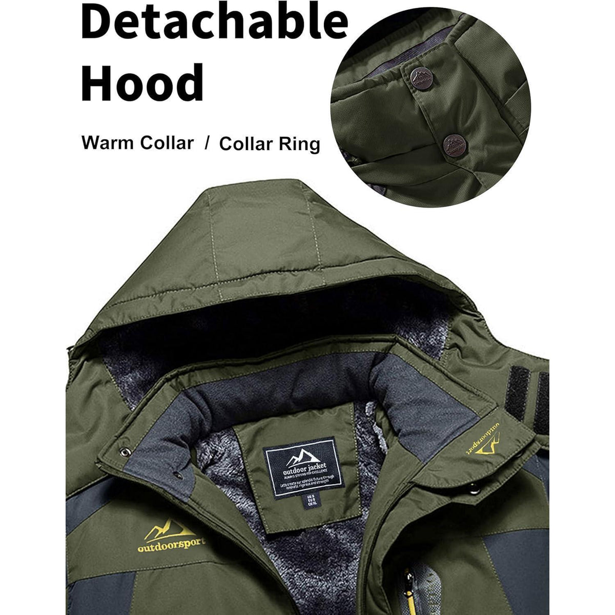 Herren Fleecejacke Winter Warm Gefüttert Skijacke Outdoor Grün XL