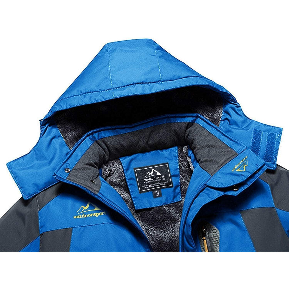 Herren Winterjacke warm gefüttert wasserdicht abnehmbare Kapuze Blau L