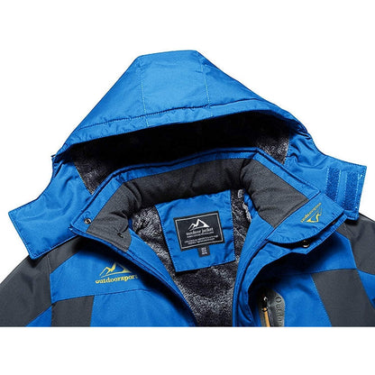 Herren Winterjacke warm gefüttert wasserdicht abnehmbare Kapuze Blau L