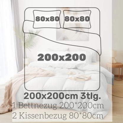 Bettwäsche Microfaser gebürstet 1 Bettbezug 200x200cm + 2 Kissenbezug