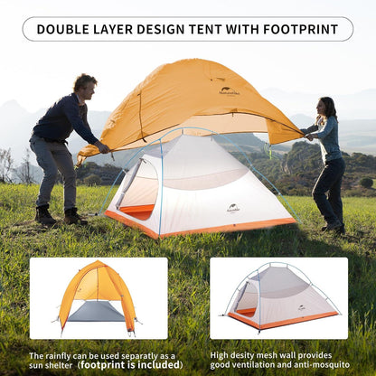 Ultraleichtes Campingzelt 2 Personen 3-4 Saison Orange