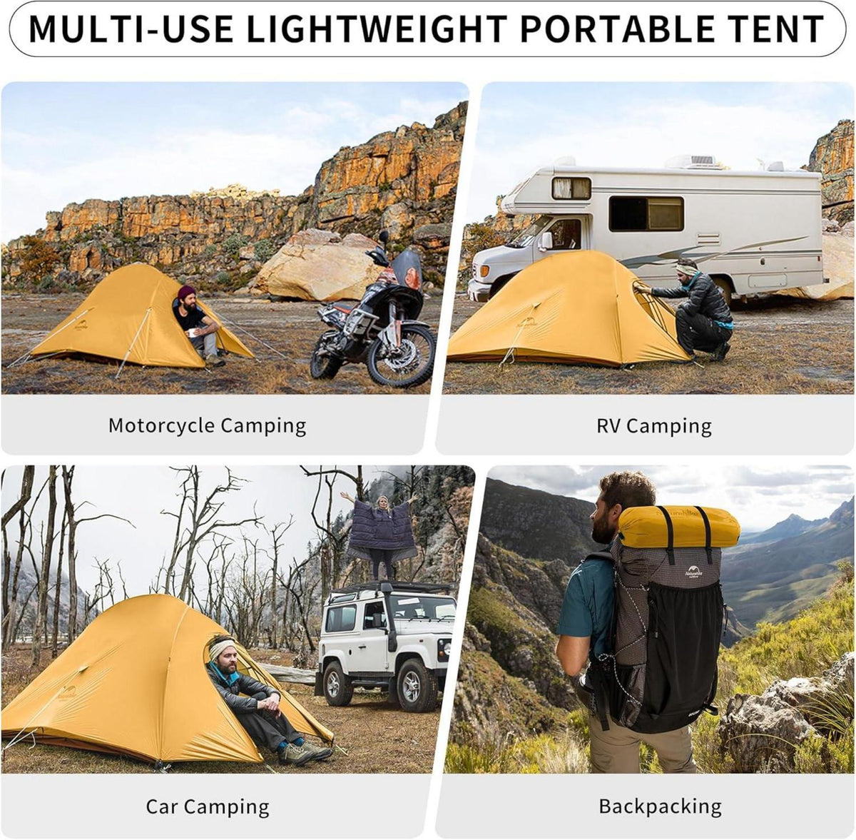 Ultraleichtes Campingzelt 2 Personen Wasserdicht Orange 4 Saison Naturehike