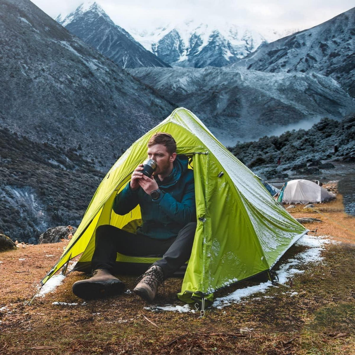 Ultraleichtes Campingzelt 2 Personen 3-4 Saison Wasserdicht Backpacking Hellgrün