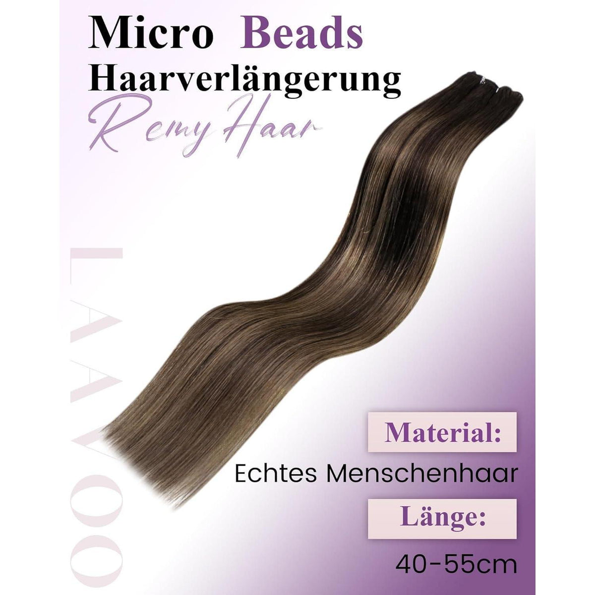 Remy Echthaar Micro Tressen Ombre Braun 12 Zoll