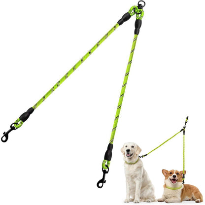 Doppelte Hundeleine Grün 75cm - Reflektierend & Verwicklungsfrei