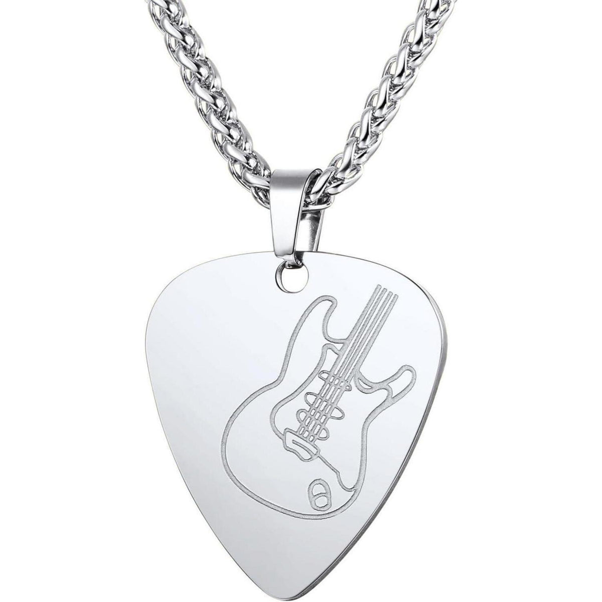 E-Gitarre Plektrum Halskette Edelstahl für Damen Herren