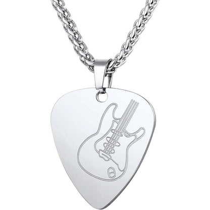 E-Gitarre Plektrum Halskette Edelstahl für Damen Herren