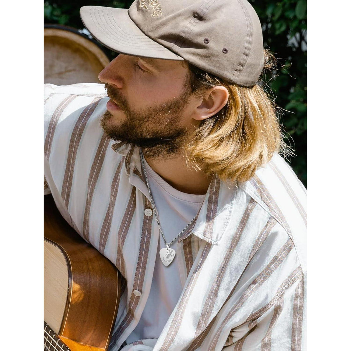 E-Gitarre Plektrum Halskette Edelstahl für Damen Herren