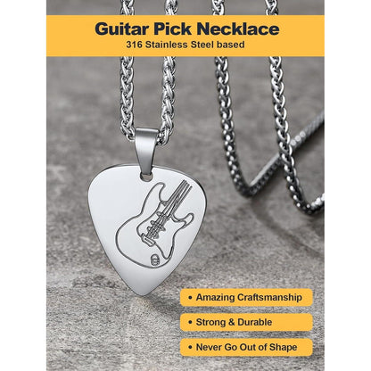 E-Gitarre Plektrum Halskette Edelstahl für Damen Herren