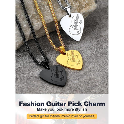 E-Gitarre Plektrum Halskette Edelstahl für Damen Herren