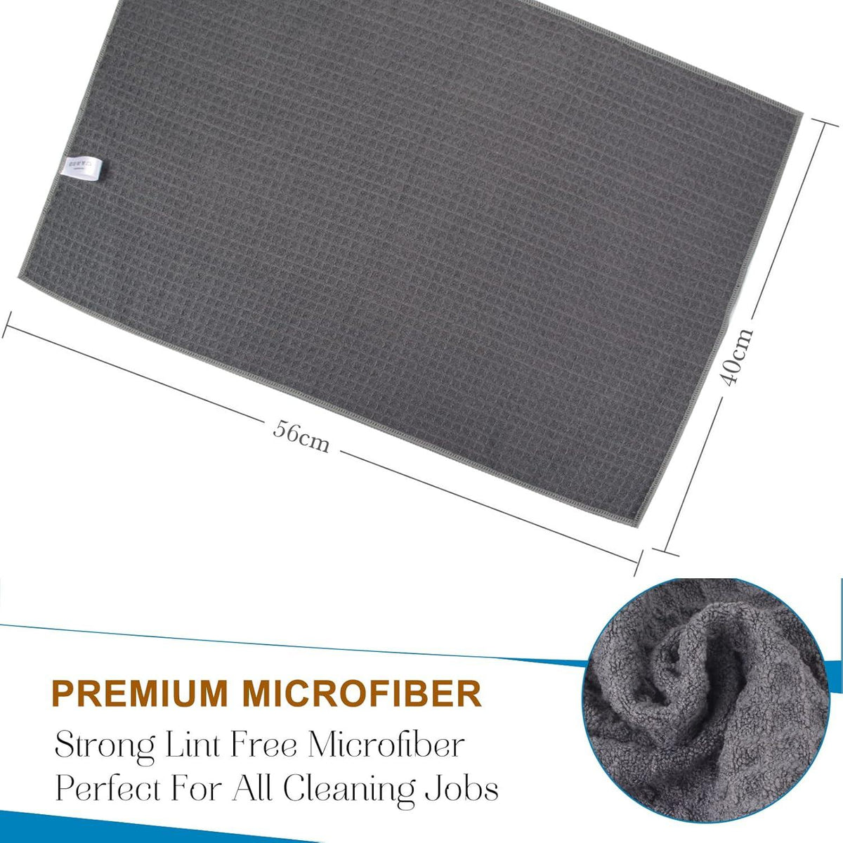 Mikrofaser Geschirrtücher Waffelgewebe 3er Set Grau 40x56cm
