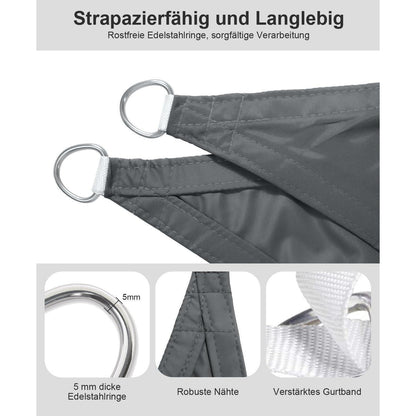 Wasserdichtes Sonnensegel 2x4m Anthrazit UV-Schutz für Garten & Terrasse