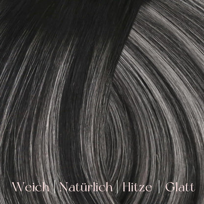 Clip-in Echthaar Extensions Schwarz-Silber Mix 45cm