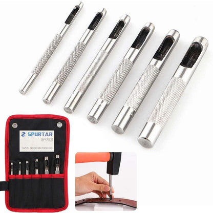 Leder-Lochstanzer Set 3-8mm, 6-teilig, Hartstahl, mit Tasche