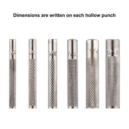Leder-Lochstanzer Set 3-8mm, 6-teilig, Hartstahl, mit Tasche