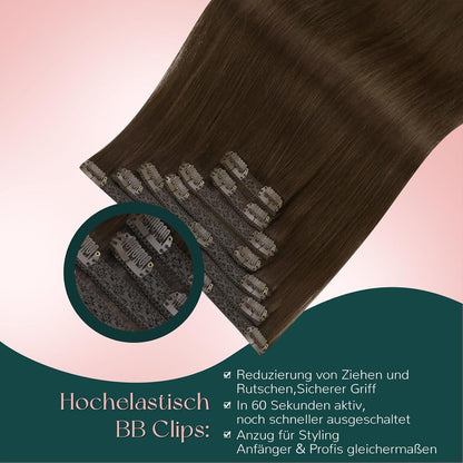 Clip-in Echthaar Extensions Braun 40cm – Remy Menschenhaar