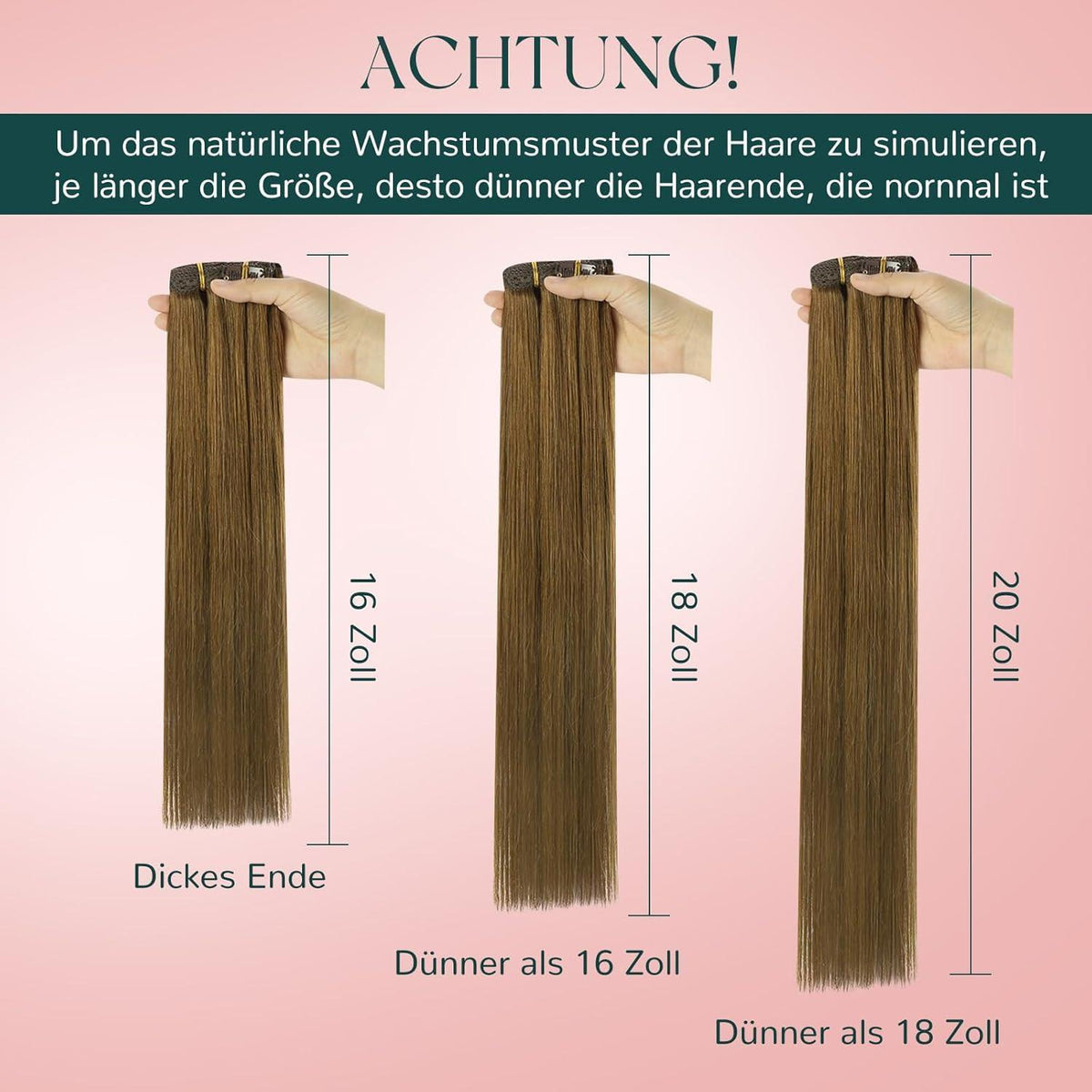 Clip-in Echthaarverlängerung Braun 40cm – Remy Glatt #4