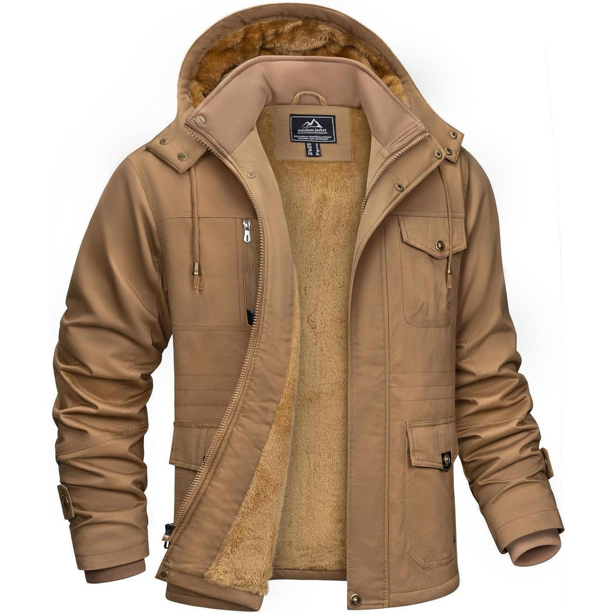 Herren Winterparka mit Kapuze & Cargo Taschen – Warm & Vielseitig