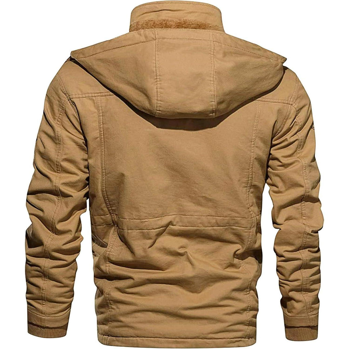 Herren Winterjacke gefüttert Fleece Parka mit Kapuze Khaki
