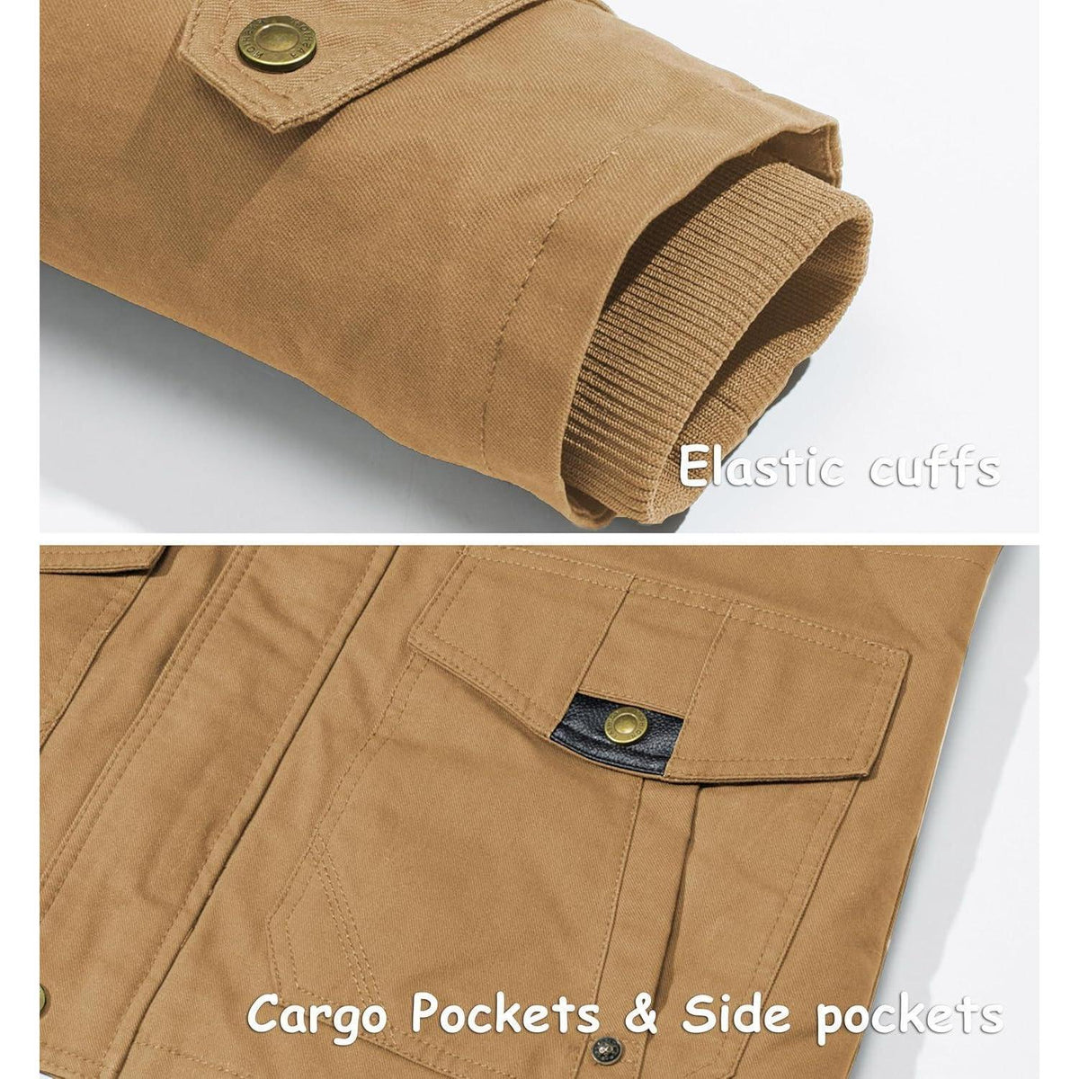 Herren Winterjacke gefüttert Fleece Parka mit Kapuze Khaki