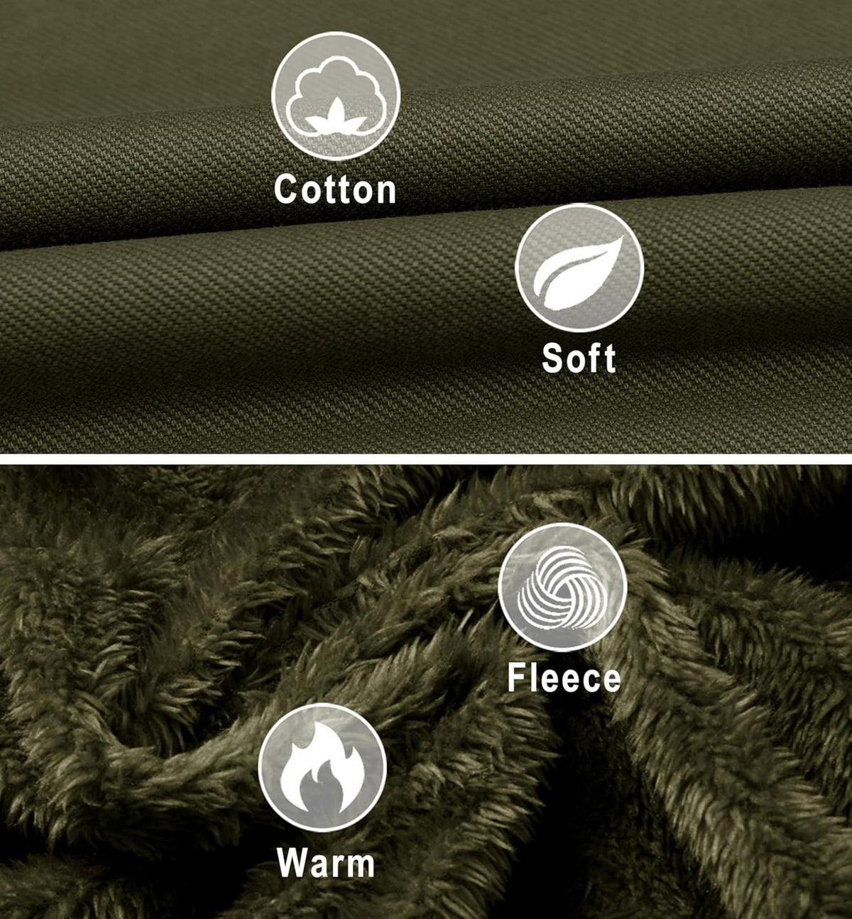Winterjacke Herren Warm Gefüttert Fleece Winddicht Outdoor S Armeegrün