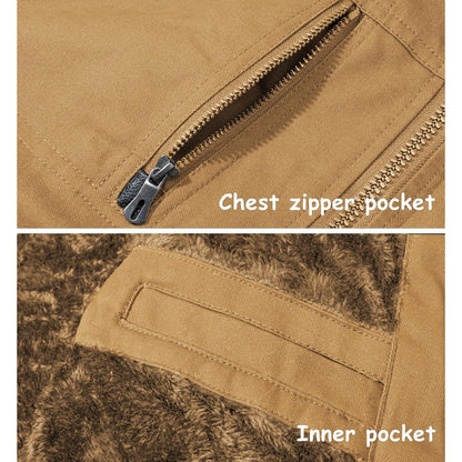 Warme Herren Winterjacke mit abnehmbarer Kapuze Khaki