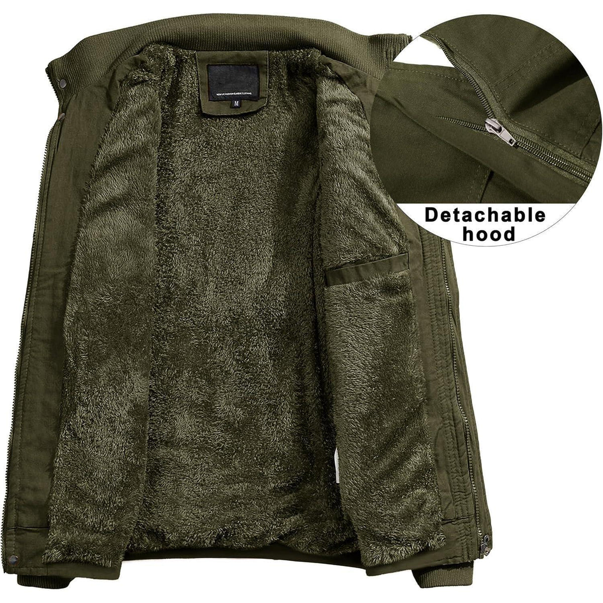 Herren Winterjacke Fleecegefüttert, Winddicht, Grün