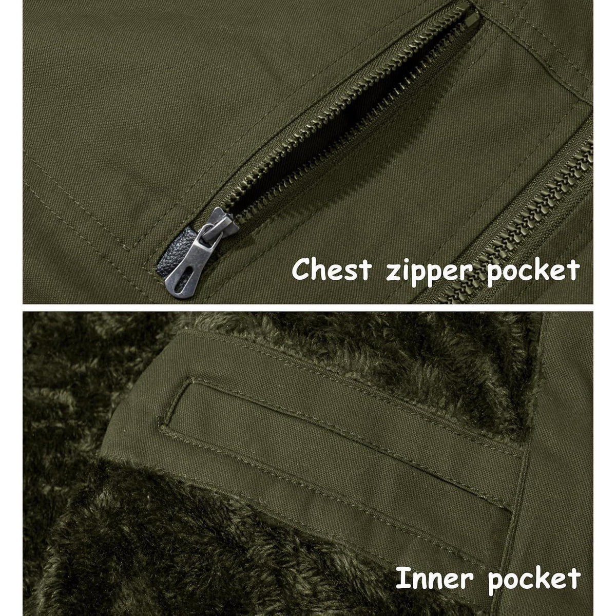Herren Winterjacke Fleecegefüttert, Winddicht, Grün