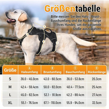Hundegeschirr mit Griff, ausbruchsicher, L, Schwarz