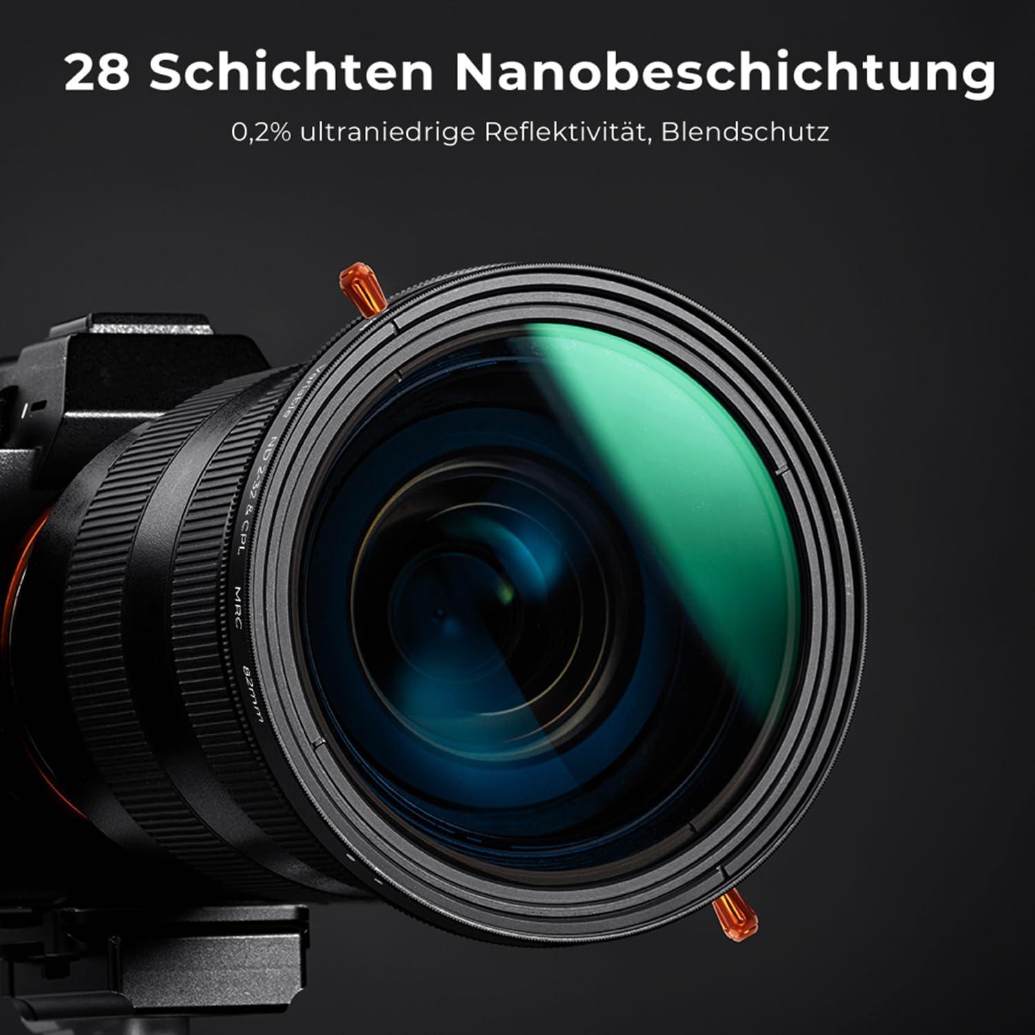 82mm K&F Concept Nano-X ND CPL-Filter Multifunktional Polarisiert