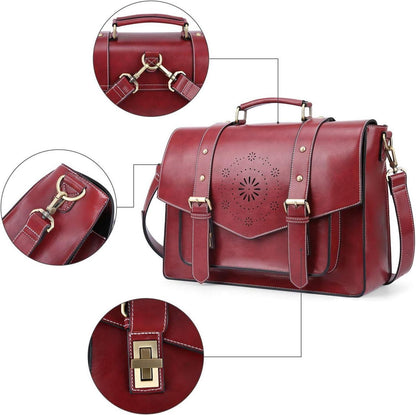 Handtasche Aktentasche Damen 15,6 Zoll Schultertasche Vintage Rot