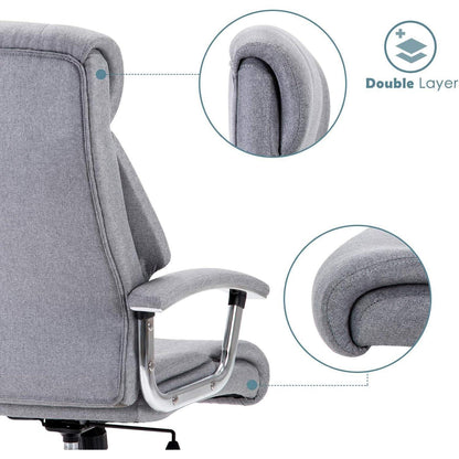 Bürostuhl ergonomisch Stoff grau mit Armlehnen und