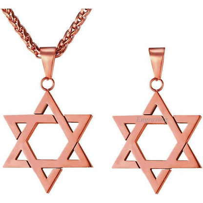 Herren Davidstern Anhänger Halskette Rosegold Edelstahl Personalisiert