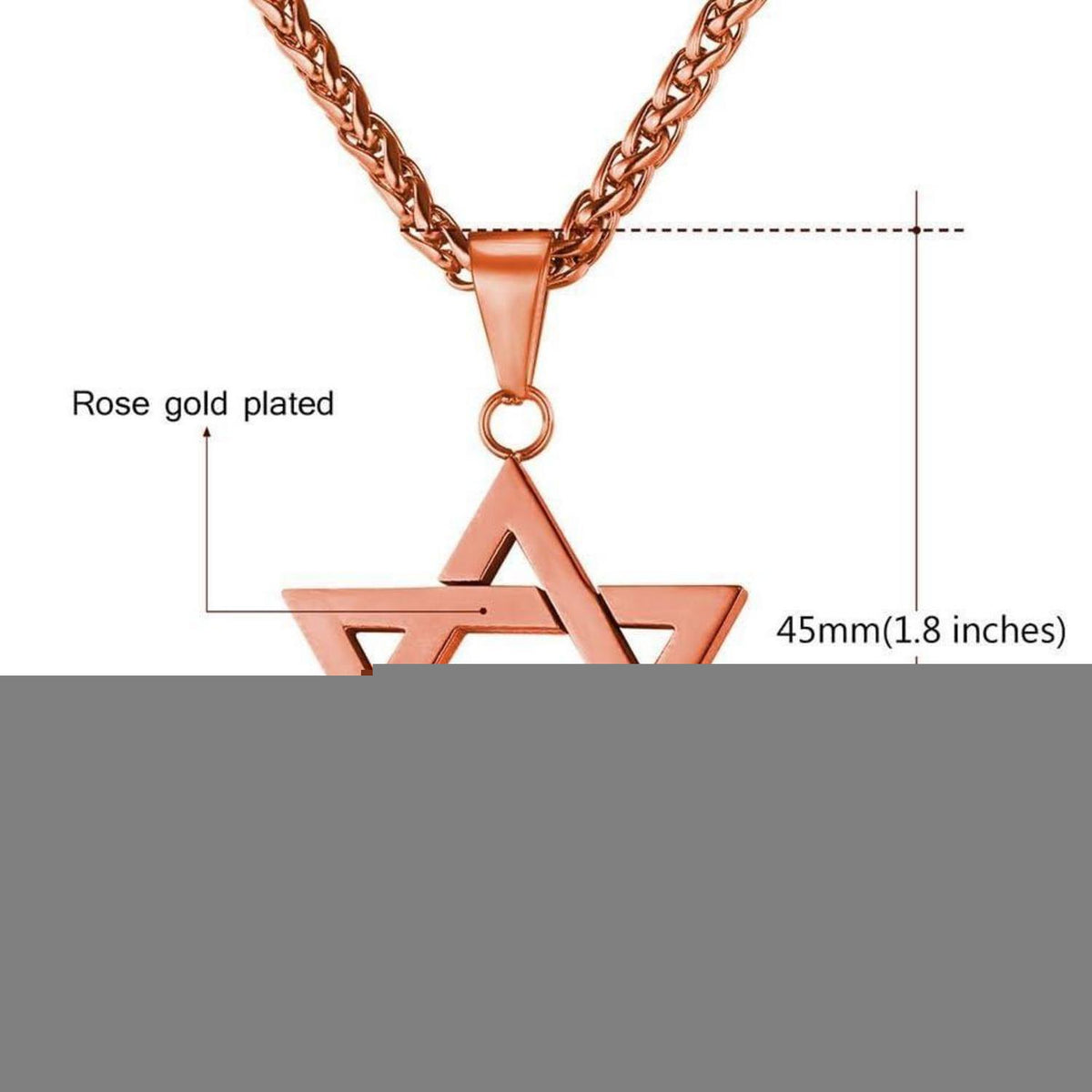 Herren Davidstern Anhänger Halskette Rosegold Edelstahl Personalisiert