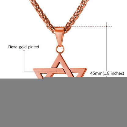 Herren Davidstern Anhänger Halskette Rosegold Edelstahl Personalisiert