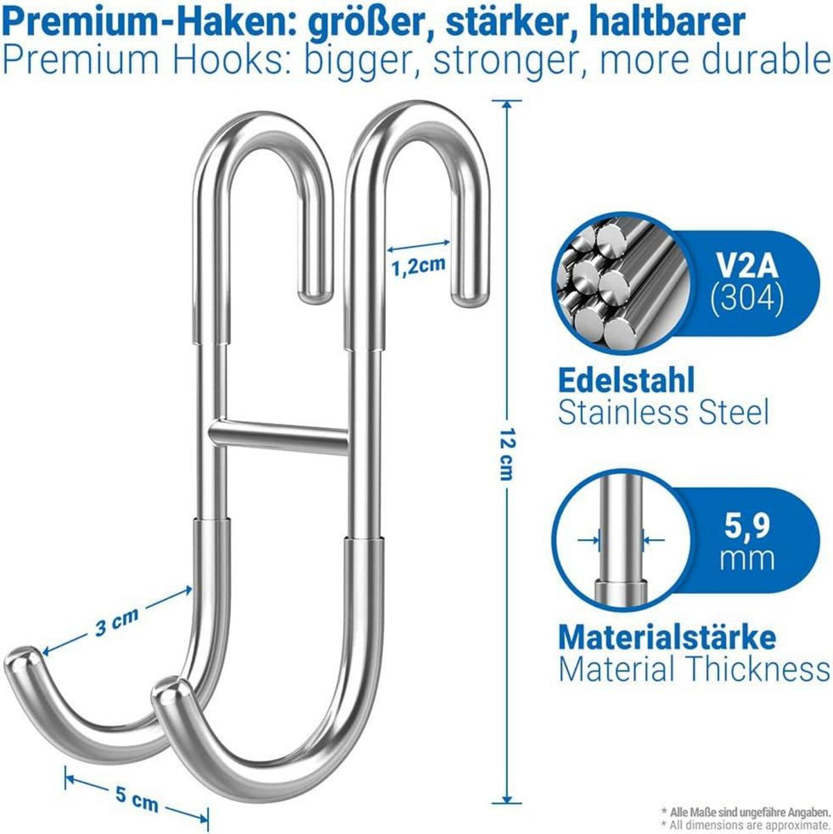 Edelstahl Duschhaken 2er Set Rutschfest Kratzfest 10kg