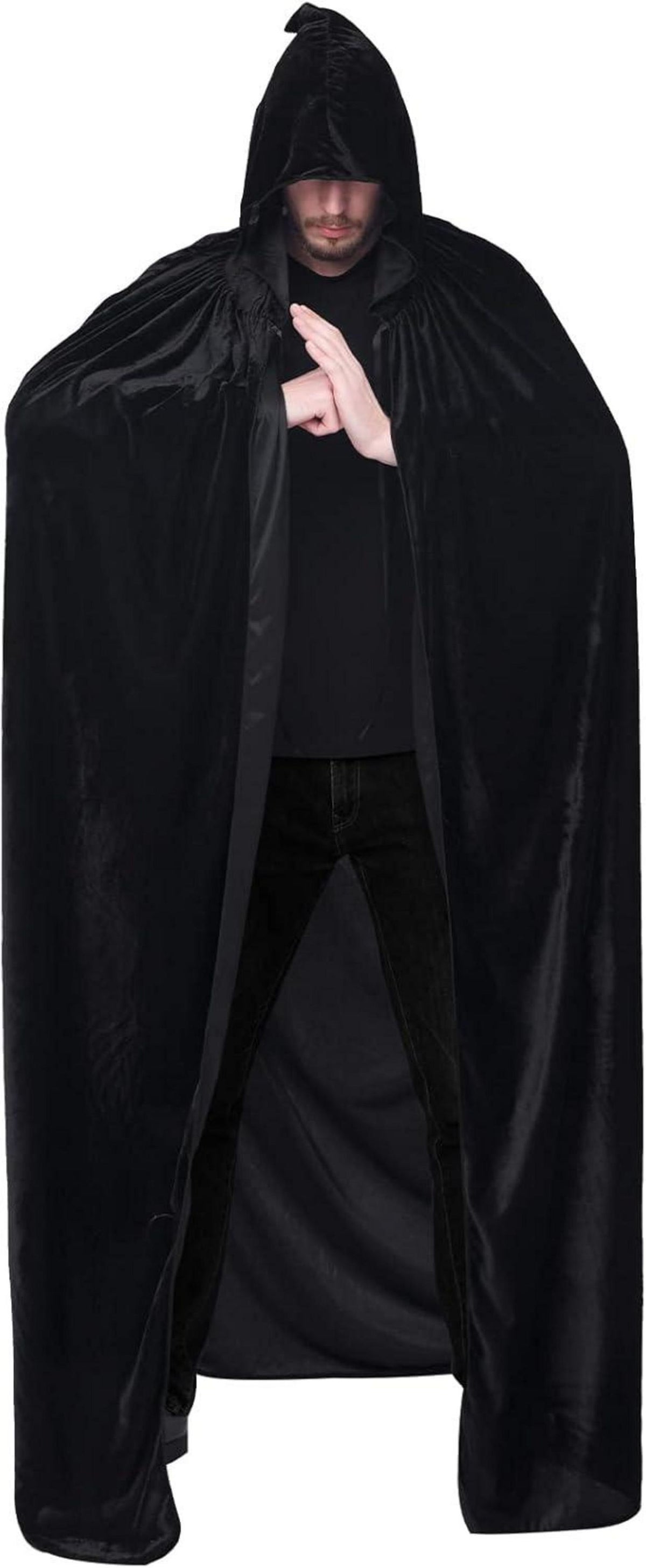 Umhang mit Kapuze Unisex Vampir Halloween Kostüm Schwarz XXL
