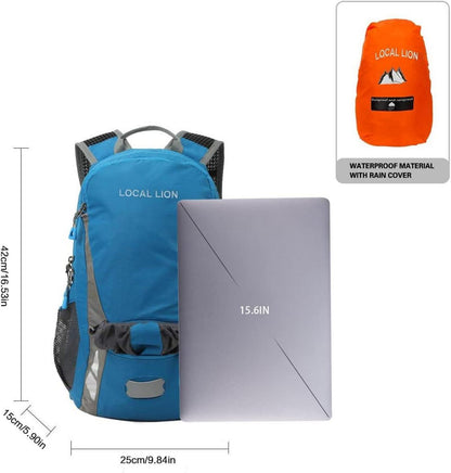 LOCAL LION Fahrradrucksack Wanderrucksack 18L Blau mit Regenschutz