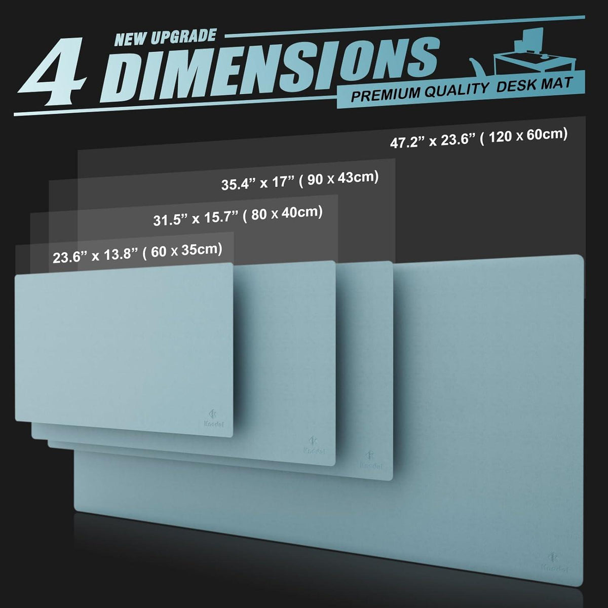 Knodel Tischunterlage 90x43cm PVC wasserdicht doppelseitig Hellblau Silber