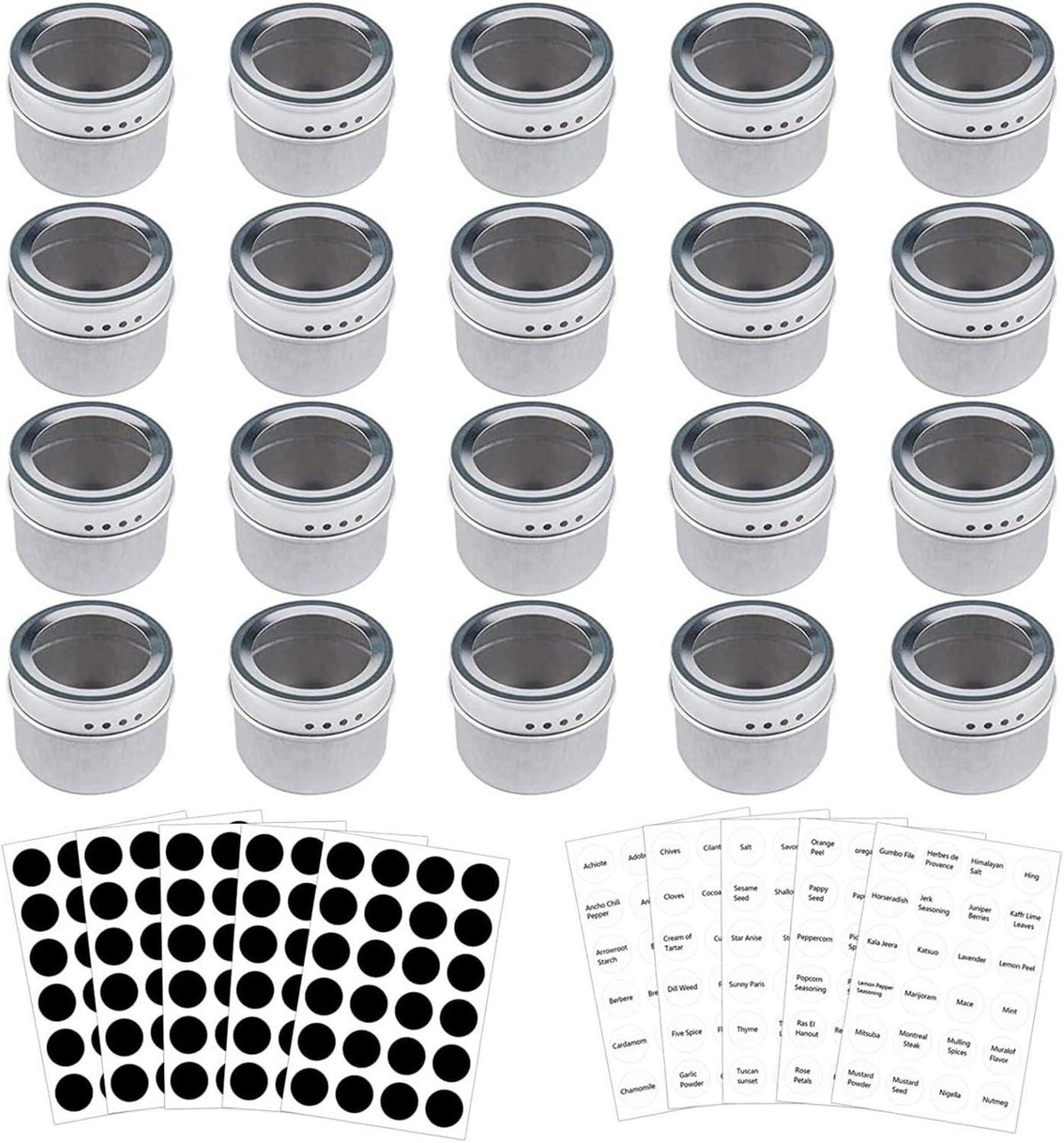 20er Set Gewürzdosen Magnetisch Transparente Oberseite Swift Gießen