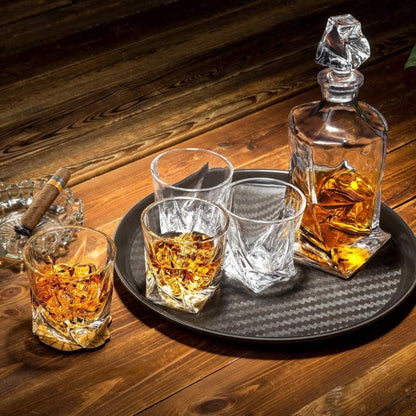 Whisky Karaffe Gläser Set 800ml Kristall Whiskey Dekanter 5